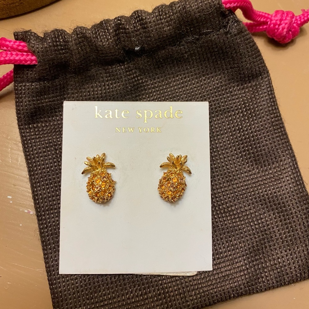Kate Spade gold pineapple stud earrings